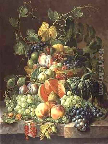 Basket of Fruit Oil Painting - Johannes Hendrick Fredriks