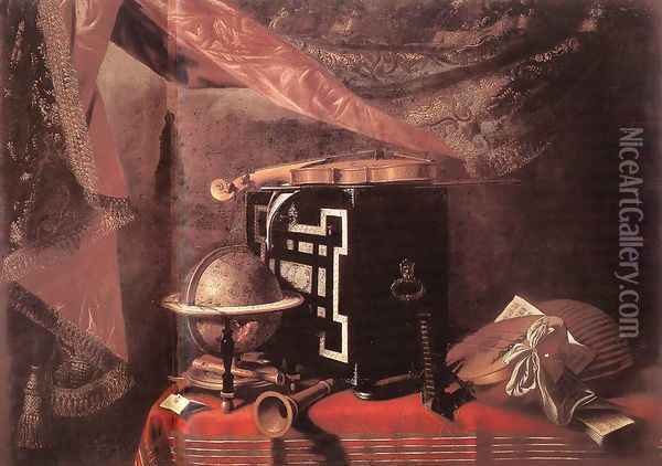 Still Life With Instruments 1667-77 Oil Painting - Evaristo Baschenis