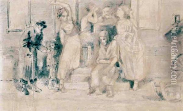 Przed Szynkiem, Ok. 1870 Oil Painting - Jacek Malczewski
