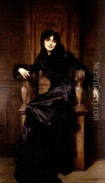 La Dame En Noir Oil Painting - Auguste de la Brely