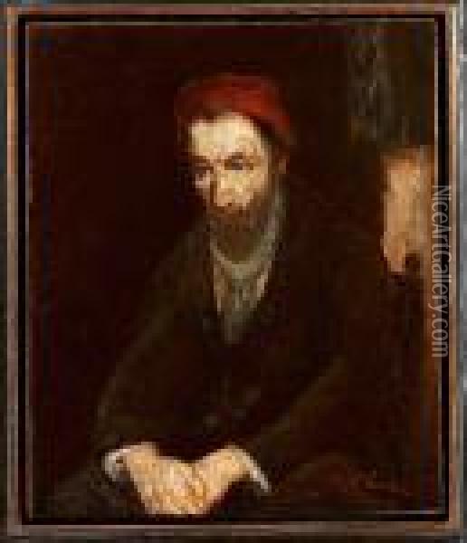 Portrait Of A Jewish Man Oil Painting - Jozef Israels
