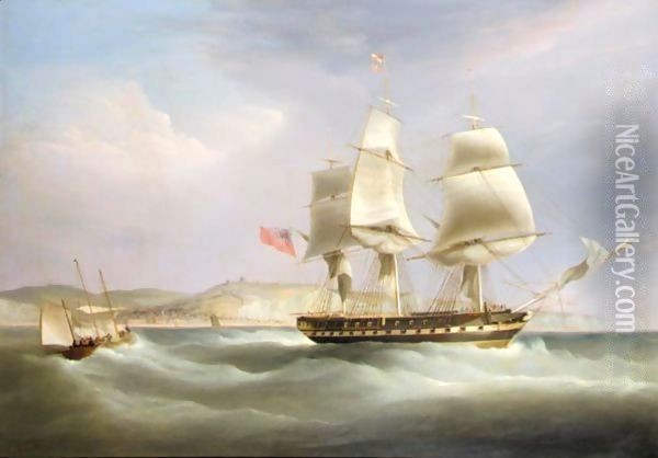 Blackwall Frigate 'Madagascar' Off Dover Oil Painting - William Huggins