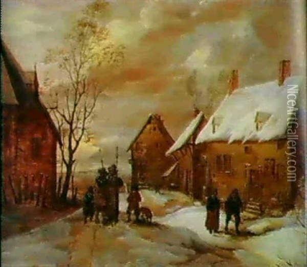 Ein Dorf Im Winter Oil Painting - Frans de Momper