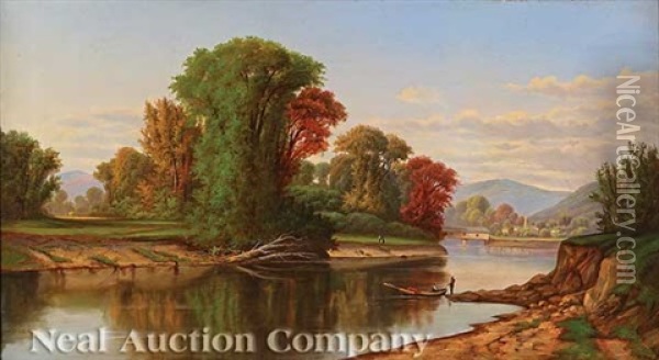 Ohio River Valley Landscape Oil Painting - Robert Scott Duncanson