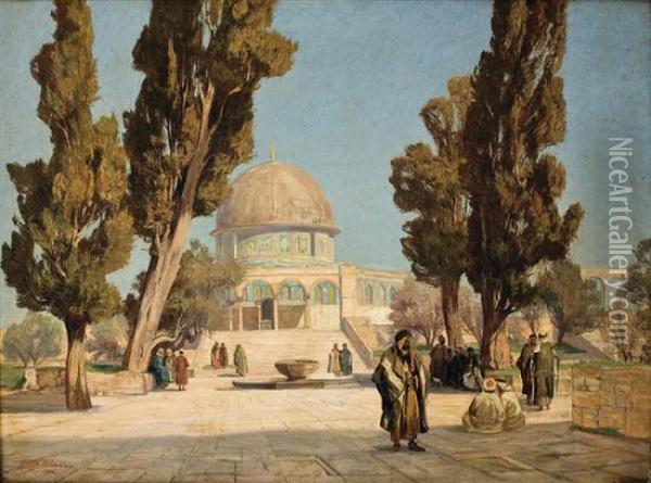 Temple Mount Oil Painting - Georg Macco