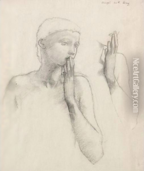 Study Of A Figure With Raised Hand Oil Painting - Sir Edward Coley Burne-Jones