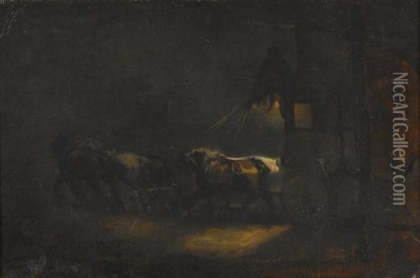 Nachtliche Kutschenfahrt Oil Painting - Friedrich Rudolf Simon