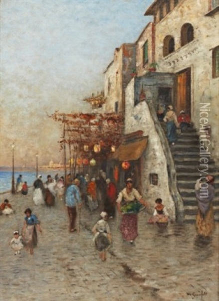 Folkliv Vid Venetiansk Kaj Oil Painting - Wilhelm von Gegerfelt