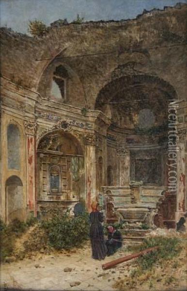Il Tempio Sconsacrato Oil Painting - Enrico Ghisolfi