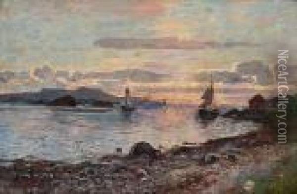 Coastal Landscape Oil Painting - Adelsteen Normann