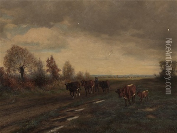 On The Way Home Oil Painting - Robert Beielstein