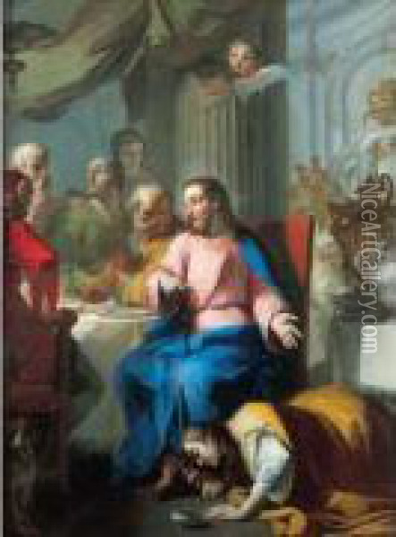 La Madeleine Aux Pieds Du Christ Oil Painting - Giovanni Battista Crosato