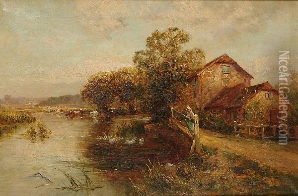A Mill On The Thames Oil Painting - Ernst Walbourn