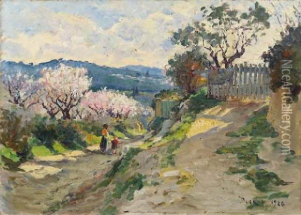 Promenade Dans Les Amandiers En Fleurs Oil Painting - Edouard Ducros
