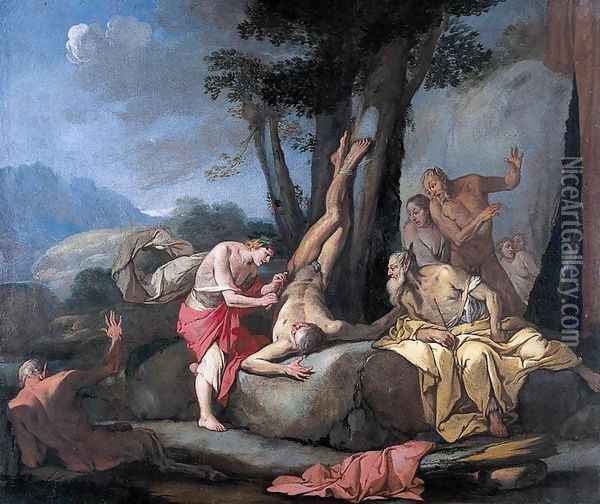Apollo and Marsyas Oil Painting - Giulio Carpioni
