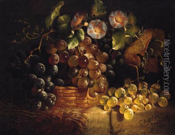 Grapes In A Basket Oil Painting - Charles Stuart