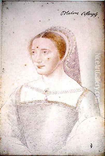 Anne de Pisseleu (1508-80) Duchesse d'Etampes, c.1540 Oil Painting - (studio of) Clouet