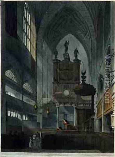 Interior of the Abbey from Bath Illustrated by a Series of Views Oil Painting - John Claude Nattes