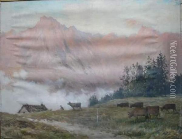 Vaches Au Paturage Oil Painting - Henri Lerolle