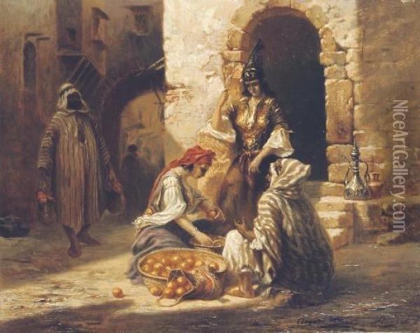 The Orange Seller, Algiers Oil Painting - Eugene Napoleon Flandin