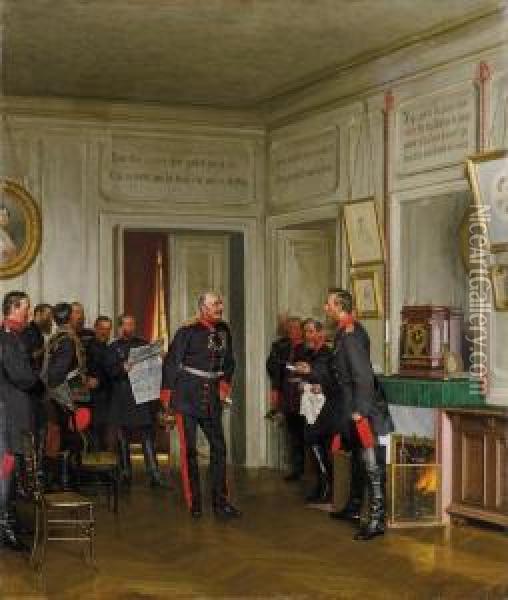 Der Kronprinz Empfangtgeneral Von Weyhern In Versailles Oil Painting - Anton Alexander von Werner