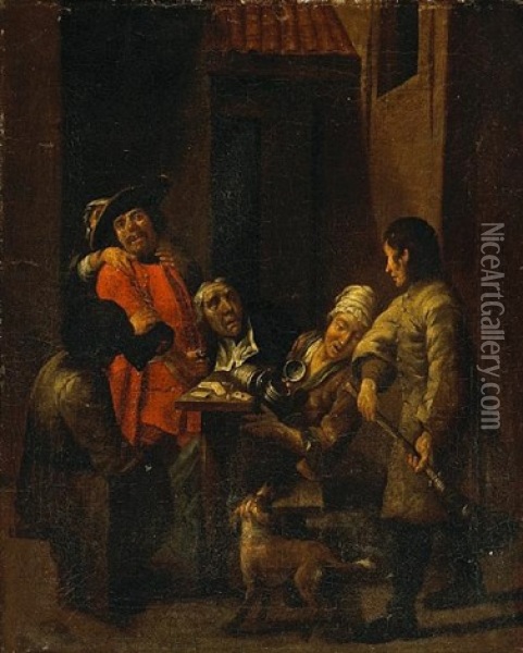 A Dispute In A Courtyard Oil Painting - Jan Josef Horemans the Elder