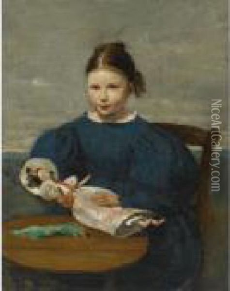 Jeune Fille A La Poupee Oil Painting - Jean-Baptiste-Camille Corot
