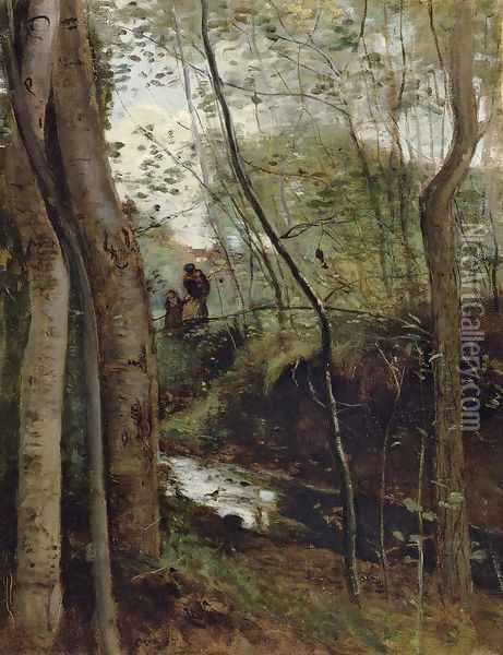 Stream in the Woods Oil Painting - Jean-Baptiste-Camille Corot