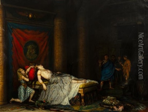 Muerte De Cleopatra Oil Painting - Pedro Gonzalez Ramirez
