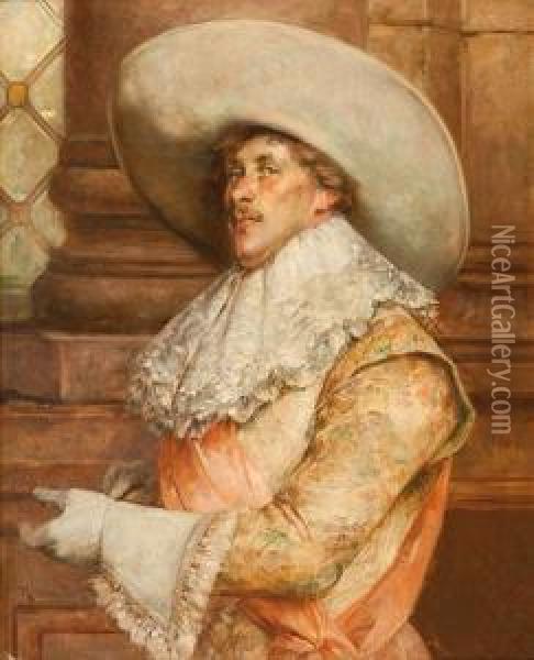 Caballero Con Sombrero Y Gran Cuello De Encaje Oil Painting - Roman Ribera