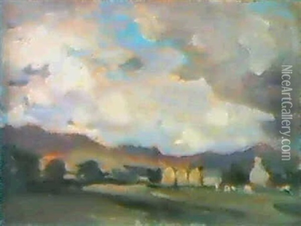 Windy Day, Comrie Oil Painting - Samuel John Peploe