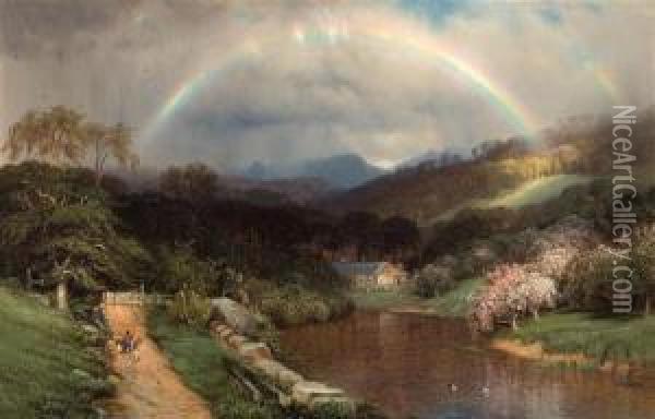 Landscape With Rainbow Oil Painting - Samuel Colman