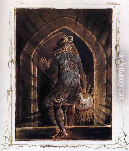 Los Entering The Grave Oil Painting - William Blake