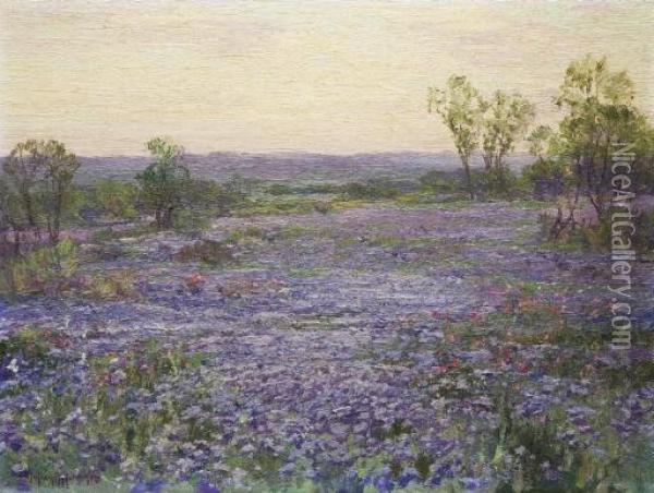A Verbena Field At Twilight Oil Painting - Julian Onderdonk