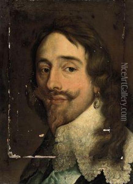 Portrait Of King Charles I 
(1600-1649), Bust-length, In A Lacecollar, With The Sash Of The Order Of
 The Garter Oil Painting - Sir Anthony Van Dyck