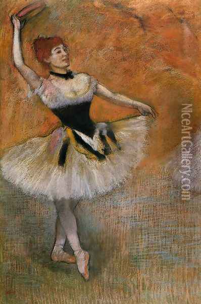 Dancer with a tambourine Oil Painting - Edgar Degas