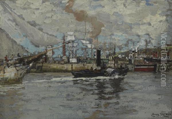 James Watt Wharf Oil Painting - James Kay