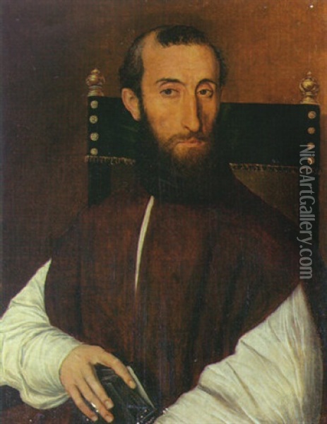 Portrait Of A Cleric, A Book In His Right Hand Oil Painting - Scipione Pulzone