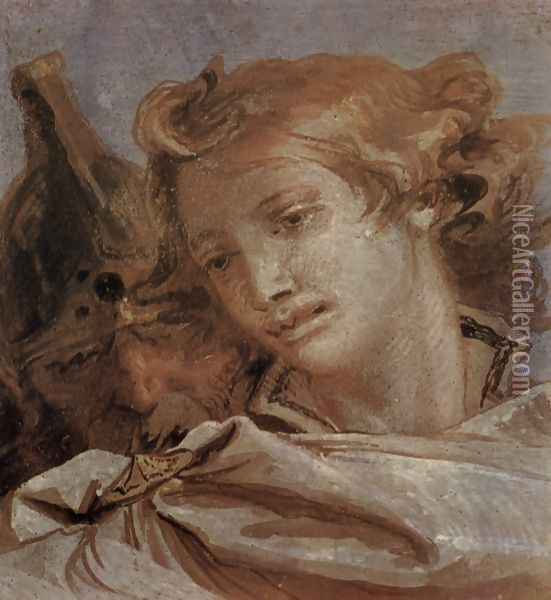 Frescoes in the Villa Vallmarana, Vicenca, scene, Rinaldo considered in the heraldic shield, which h Oil Painting - Giovanni Battista Tiepolo