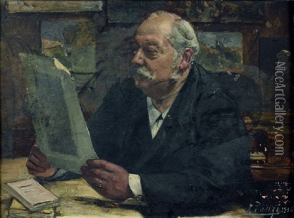 L'amateur D'estampes, Portrait Du Docteur Fournier Oil Painting - Leon Tanzi