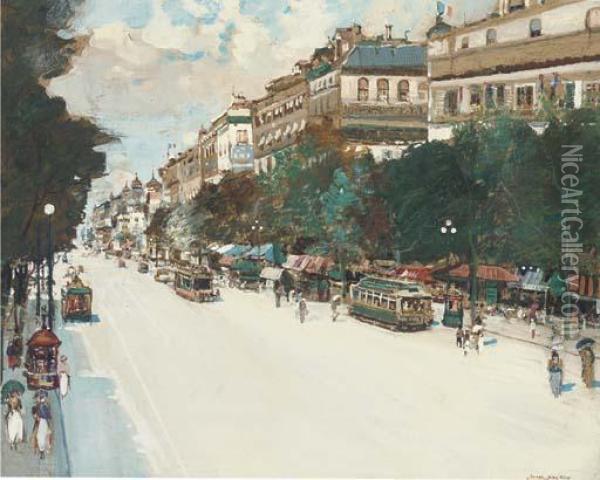 Boulevard Montmartre, Paris Oil Painting - James Kay