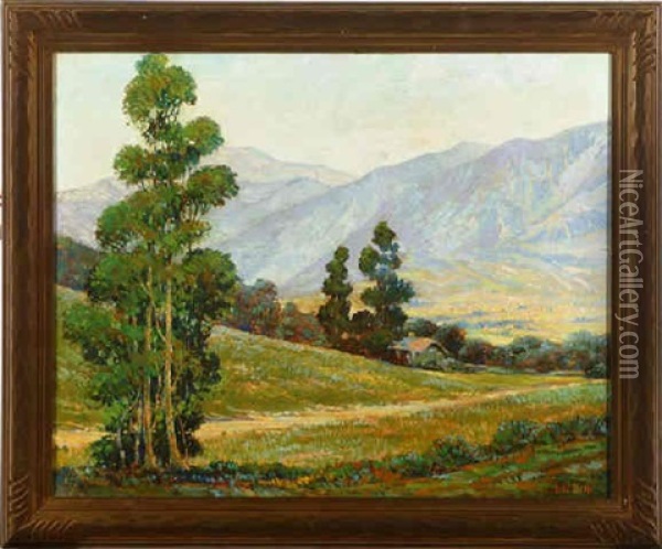 Cottage In Foothill Flower Fields Oil Painting - George Wallace Olson