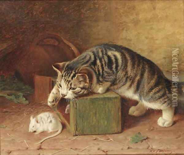 Stalking the pet mouse Oil Painting - Horatio Henry Couldery