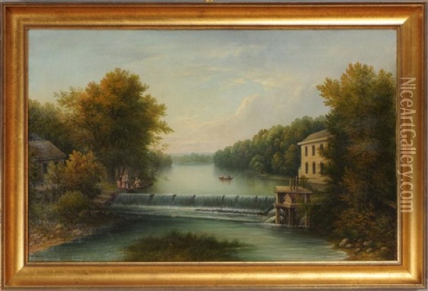 Speedwell Lake Dam Oil Painting - Edward Kranich