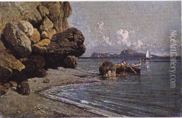 Pescatori Nella Costiera Sorrentina Oil Painting - Giuseppe Carelli