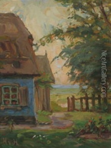 Garten Vor Dem Bauernhaus Oil Painting - Hans von Hayek