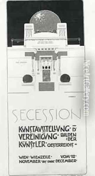 Poster advertising Secession Exhibition of Austrian Artists 1898 Oil Painting - Joseph Maria Olbrich