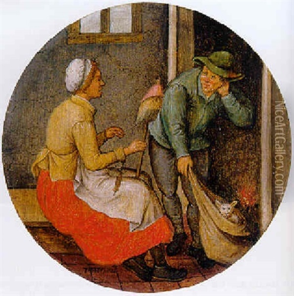 A Proverb: Letting The Cat Out Of The Bag Oil Painting - Pieter Brueghel the Younger