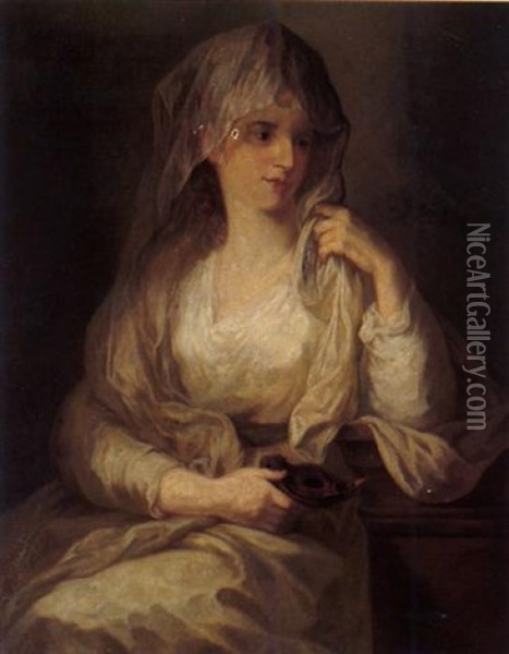 Portrait Einer Dame, Als Vestalin Gekleidet Oil Painting - Angelika Kauffmann