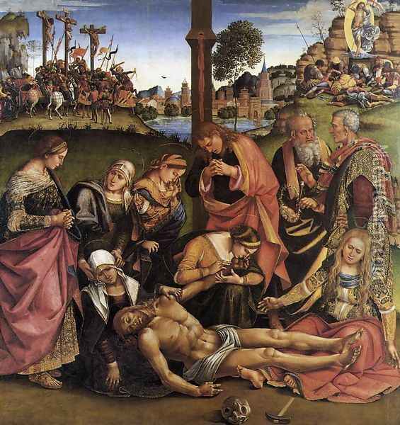 Lamentation over the Dead Christ 1502 Oil Painting - Francesco Signorelli